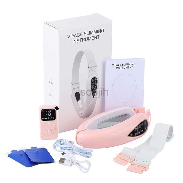 Massageador de face V dispositivo de levantamento de rosto TENS TENS MICROCURNENT PETON SKIN SKINE DO MASSAGER SLIM FACIAL MASSAGEM PACTER DO MASSAGEM REMOTO 240409