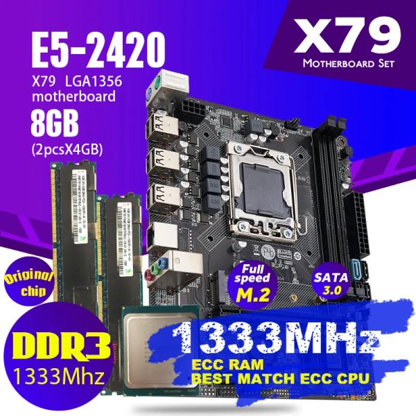 Motherboards Atermiter X79 1356 Motherboard -Set mit Xeon LGA 1356 E5 2420 C2 CPU 2PCS x 4 GB = 8 GB 13333MHz DDR3 ECC REG -Speicher RAM PC3 10600R