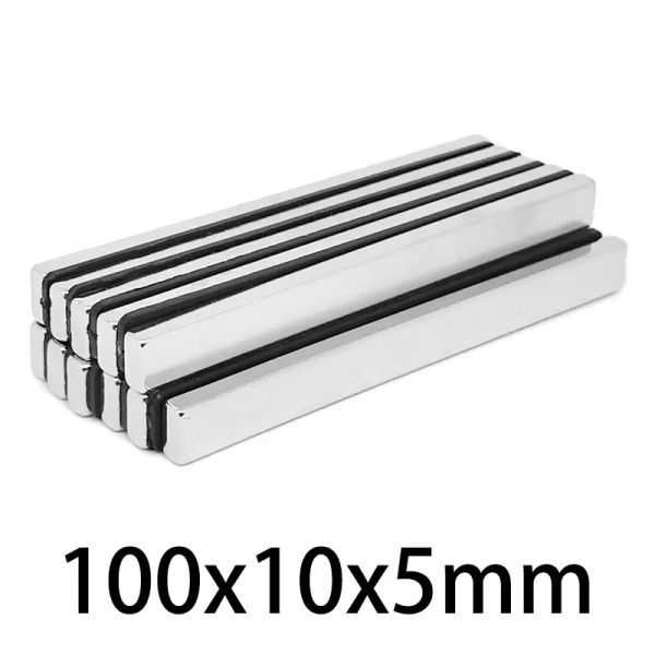 1/2/5/10pcs 100x10x5mm ímãs de bloco poderosos n35 super forte neodímio NDFEB Magnet 100*10*5mm Folha magnética