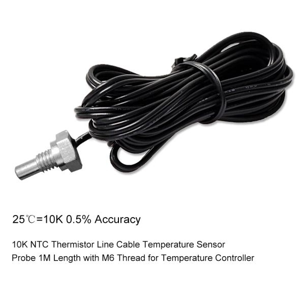 10k NTC Thermistor Line Kabeltemperatursensor -Sonde 1 m Länge mit M6 -Gewinde für den Temperaturregler