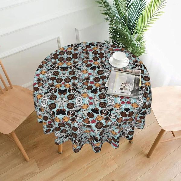 Tischtuch süßer Hundendruck runde dekorative Tischdecke Polyester Stoff Tee Tücher zum Essen