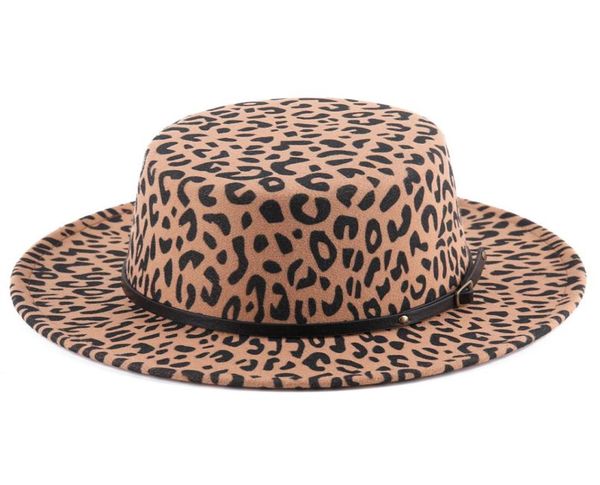 Chapéus de leopardo da moda chapas de lã Big Kids idosos fivelas de couro de couro largo larga mulher grande tampa de lã A44809480003