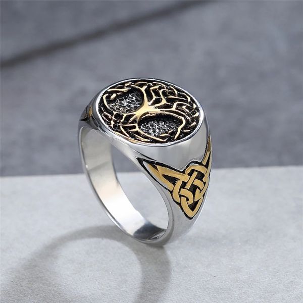 Винтажное дерево викингового дерева жизни кольцо мужчины Nordic 14k золотой Odin Celtics Узел кольцо модные байкерские ювелирные украшения амулет подарок