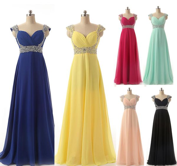 Ocasião formal de chiffon barato vestidos de noite de baile amarelo vermelho prateado azul royal hortelã blush damaida de festa dos vestidos de festa longa real 5163648