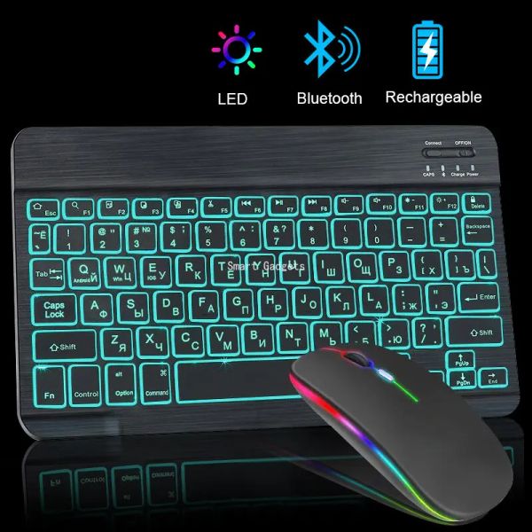 Combos tastiera bluetooth tastiera bluetooth e tastiera per retroilluminazione russa del mouse wireless