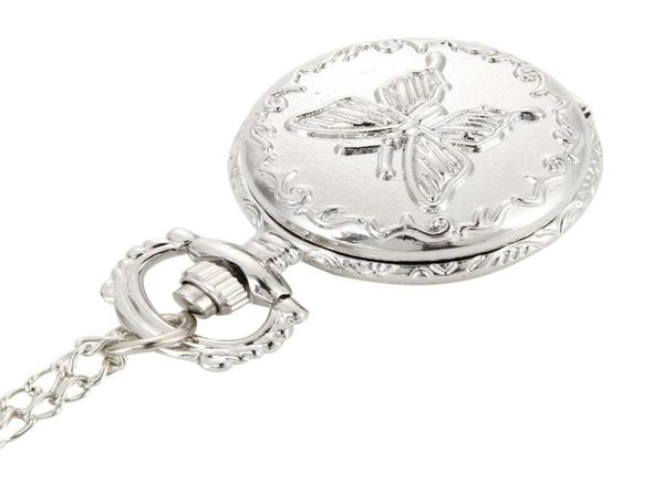 Fashion Vintage Quartz Pocket Pocket Watch Flowers Flores de borboleta Mulheres garotas colar de pingente de pingente da corrente do relógio da corrente Nin6688097855