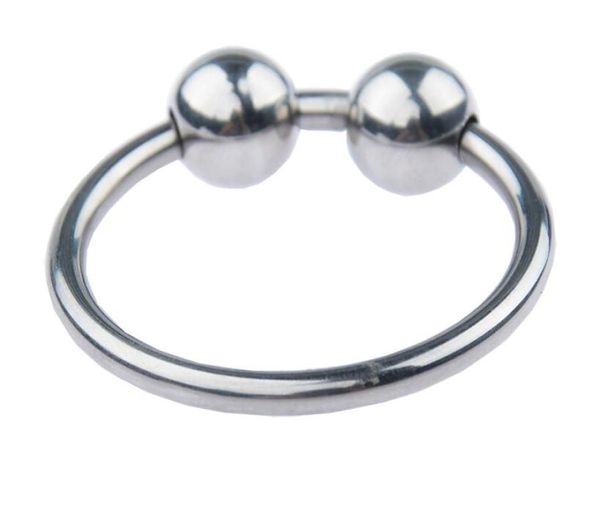 Neueste männliche Edelstahl -Penis verzögerte Gonobolia -Ring mit zwei schiebbaren Perlen Metall Hahn Ring Schmuck Erwachsene BDSM Sex Toy für G4140861