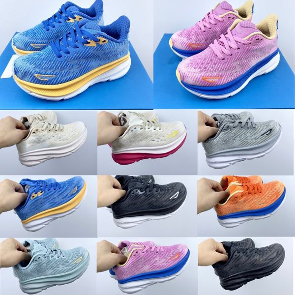 Sapatos infantis para crianças clifton 9 tênis esportivos de esportes Crianças de céu costeiro Cyclamen Sweet Lilac Lila