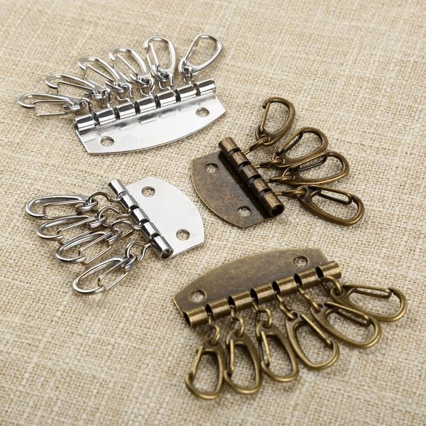 1PC Teclador da chave do suporte da linha de chave de cabana de metal fivela de metal 4/6 orifício prata/bronze antigo 3.3/4,7cm bolsa artesanal de couro artesanal diy