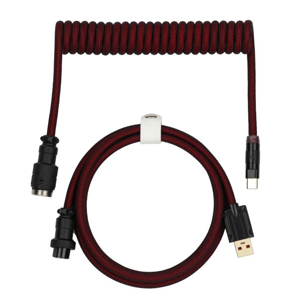 Accessoires Epomaker Mix Pro Coiled USB C -Kabel 1,5 m Doppelschlärmkabel für mechanische Tastatur mit abnehmbarem 4pin Fliegeranschluss