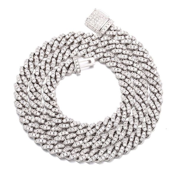 Алмазная цепь мужской дамы 6 -мм стерлинговый сперлинг -серлинг -кубинский браслет ожерелье