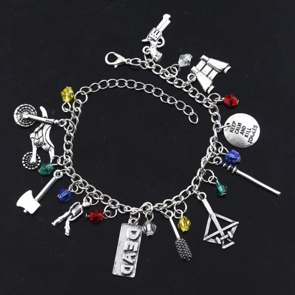 Film The Walking Dead inspirierte Armbänder Zombie Survival Horror Charme Schmuck Mini Legierung Axt Anhänger