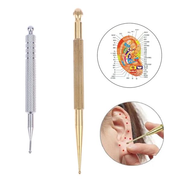 Gesichtsreflexzonenmassage -Werkzeug Einsenkbares Akupunktur -Stift Doppelköpfiges Federohrpflegewerkzeug Point Pen Massagegeräte für Gesicht