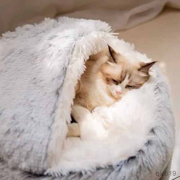 Letti per gatti mobili morbido peluche letto per animali domestici con copertura materasso per gatto materasso da pet cagnolo caldo 2 in 1 grotta del nido per sonno per cani di piccola taglia