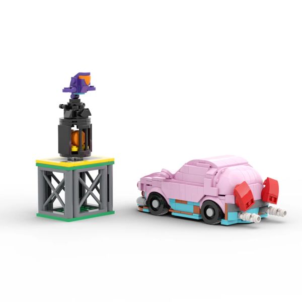 BuildMoc Speed Kirbyed The Forgotten Land Car Bocal Set Blocks Kits Kits Waddless-Dee City Pink Car Bricks Presentes de brinquedo infantis