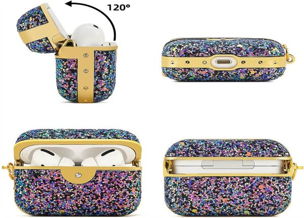 Luxo brilhante designer glitter AirPods Pro Case para Apple AirPod 3 2 1 Casos PC rígido PC Bluetooth Ponto de proteção Tampa 8 cores f2279181