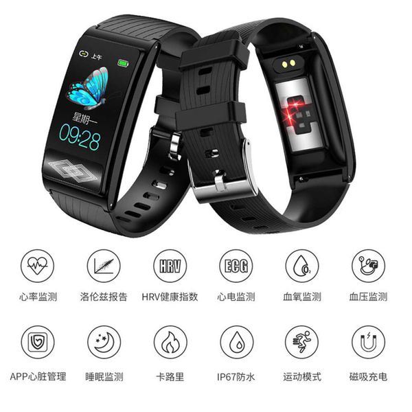 P10 Dynamic Intelligent Bracciale ECG PPG Frequenza cardiaca Pressione del sangue Monitoraggio dell'ossigeno monitoraggio Multi Sport Watch