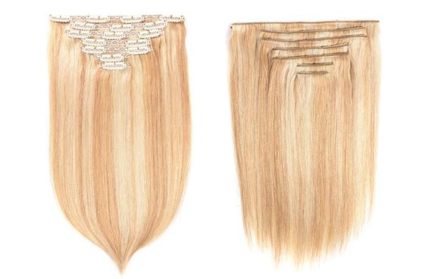 Clip in Human Hair Extensions P27613 Set di testa piena dritta 7pcs 100g Machine Made Remy Capelli INS 100 ESTENSIONE CAPELLI UMANI2839969