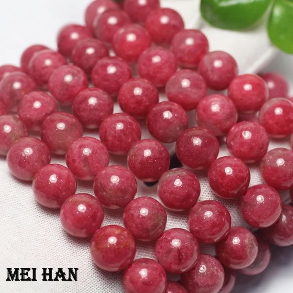 Meihan Natural Genuíno Brasil Rodonita Vermelha Charme de Pedra Redonda Lisa para Jóias Fazendo Jóias Design Diy Bracelet Colar