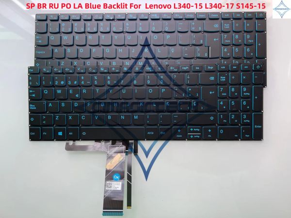 Клавички Новый BR Испанский латинский по -российский бэклент для Lenovo L34015 L34017 S14515 L34015API L34015IWL L34015IRH L34017IRH Клавиатура
