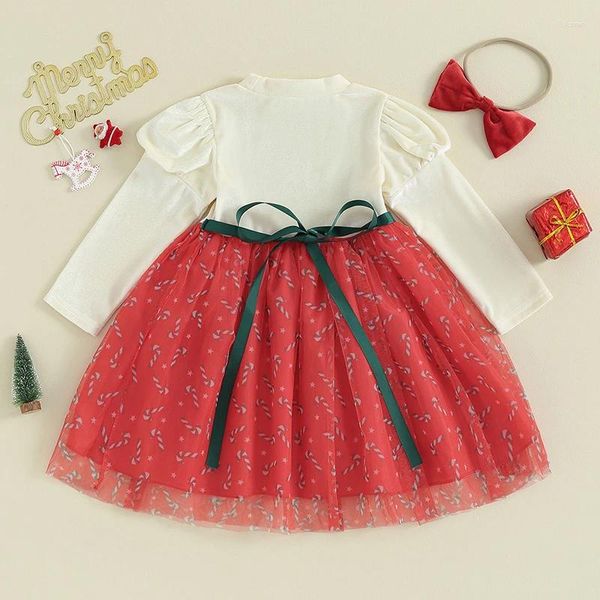 Vestidos de menina criança criança garotas garotas de veludo tule tule manga longa renda de renda de aniversário festa de Natal feriado de natal