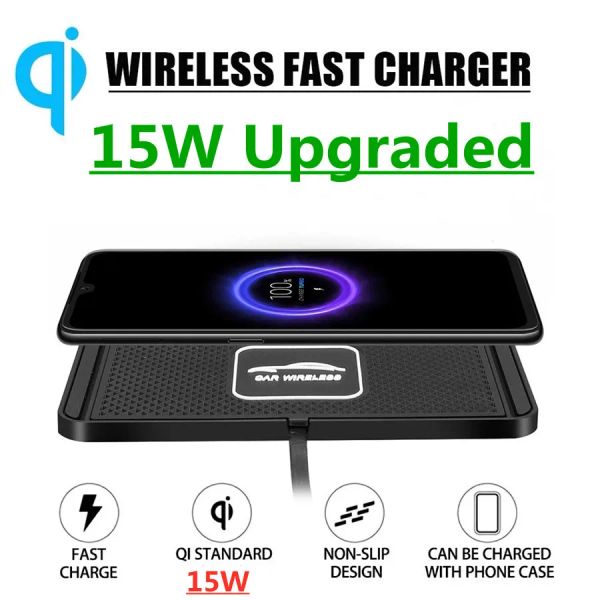 Chargers 15W Wireless Car Charger Pad Cradle Dock per iPhone Samsung Xiaomi Qi Auto Fast Car Charging Stand Car Modifica