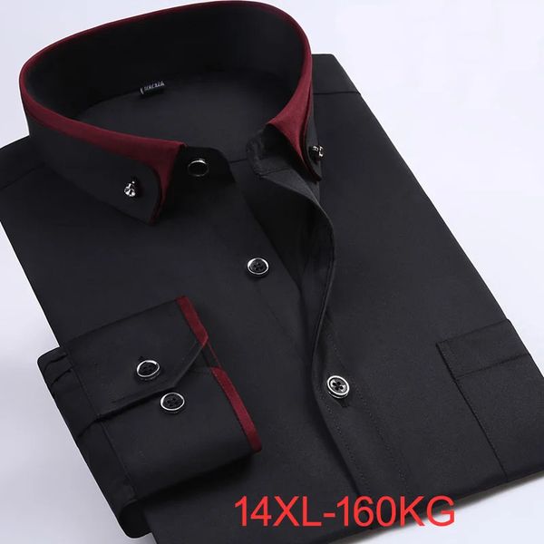 Bahar Erkek Düğün Gömlek Formal Uzun Kollu Artı Boyut Büyük 3xl 4xl Elbise Gömlek Pembe Resmi lacivert 9xl 10xl 14xl Bluz Black240325