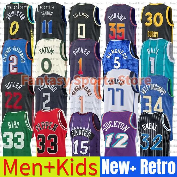 Haliburton 0 Maxey Men Embiid Basketball Jerseyss Ball Curry Giannis Lillard Kawhi Harden Morant Doncic Irving Tatum Iverson Bird Shirt Kids New Retro Retro