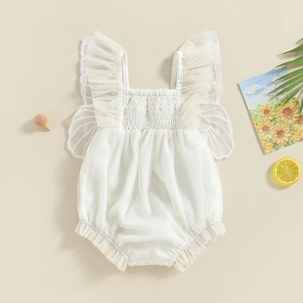 mababy 6-24m Sommermädchen Strampler Neugeborene Mädchen Spitzen Schmetterling Flügel Jumpsuit Geburtstagsfeier Hochzeit Kleidung D01