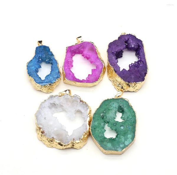 Colares pendentes Pingentes de pedra natural Druzy Pingents Onyx irregular banhado para jóias de moda Fazendo mulheres de colar DIY Crafts