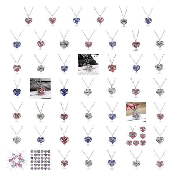 Anhänger Halsketten Anhänger Schmuck Diamant Pfirsich Herz Muttertags Geschenk Familie Tochter Schwester Kristall Halskette Drop Dhgarden Dhdp6