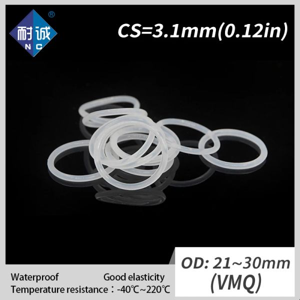 2pcs/Lot Silicon Gummi Oring VMQ CS 3,1 mm OD21/22/23/25/26/26/27/28/29/30 mm O Ringdichtung Silikon O-Ring wasserdicht