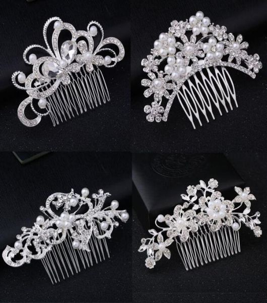 Kopfbedeckungen Braut Hochzeit Tiaras atemberaubende feine Kammbrautschmuckzubehör Kristall Perlen Haarbürste Äußerste Haarnadel für Bride8267197