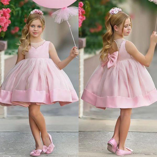 Vestidos de meninas de flor rosa fofos vestidos de mina de miça -feminino puro