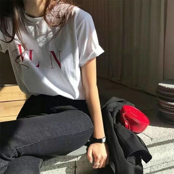 Женские топы Tees Высококачественная модная футболка с экипажем