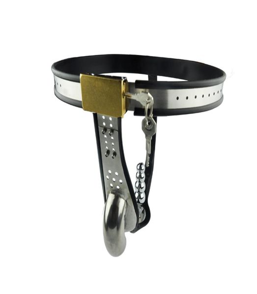 Bebida grátis !!Hot Macho Belt Belt Toys Men Cock Cage Stainless Aço Pants Penis Lock Ajuste Penis Sleeve Lock4190043