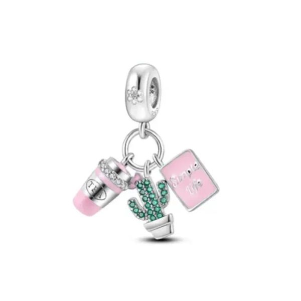 2023 Novo 925 Sterling Silver Silver Pink Tea Charm Charms Love Pet Bag Bads Fit Diy Fine Original Pandora Bracelet