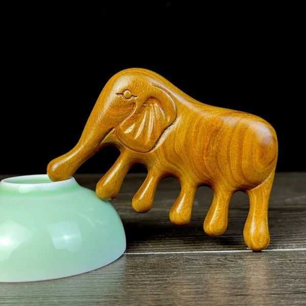 Sandalwood Elephant Massage pente de massagem criativa Ferramentas de massagem relaxante Massagem meridiana de elefante anti-estático pente de dente largo