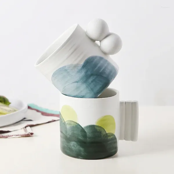 Tazze in stile cinese tazza di colazione dipinta a mano tazza di colore underglaze con la personalità regalo a mano maniglia a forma di caffè ceramica
