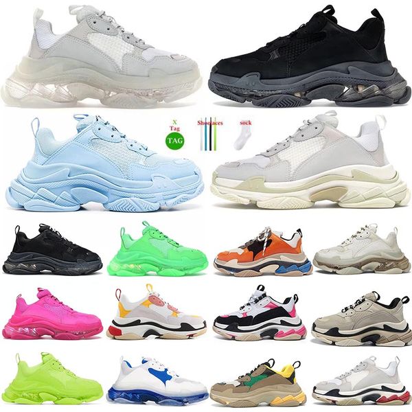 Triple S Männer Designer lässige Schuhe Plattform Sneaker Frauen klare einzige schwarze weiße rot rosa blau Royal Neon Geeignete Herren -Trainer Tennis große Größe große Größe