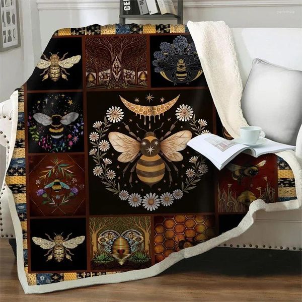 Decken Cartoon Realistische Bienen 3D 3D Weich warmes Flanelldecke Plüsch Wurf für Bettsofa Couch Bettdecke Wohnkultur Quilt Nickerchenabdeckung