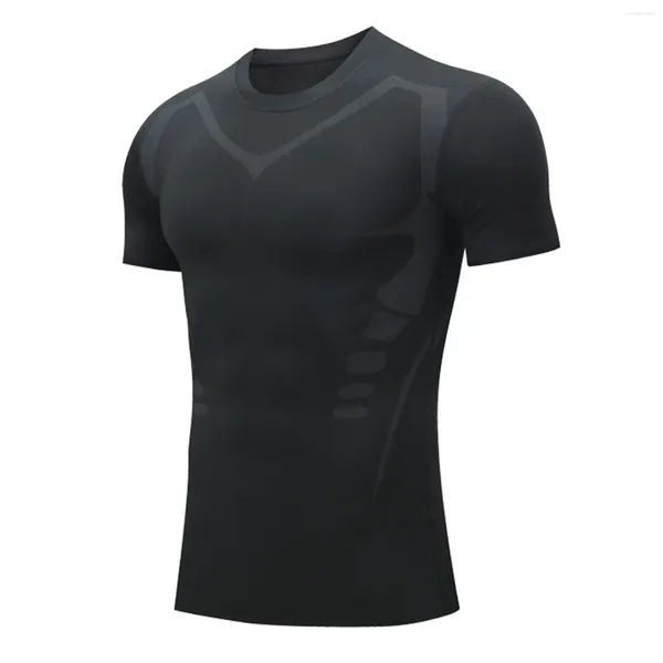 Camisetas de camisetas de camiseta masculina camiseta curta camiseta slim camisetas tops casuais respiráveis de cor sólida de alta qualidade quimise sportswear sportswear