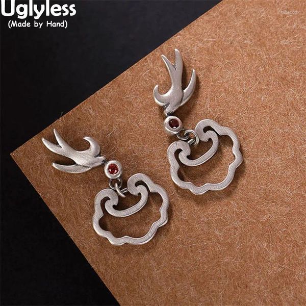 Dangle Ohrringe hässlich ohne Glück Schwalben für Frauen kreativ 925 Silbervögel Stollen Hollow Lucky Clouds Schmuck Retro Retro