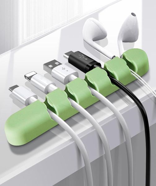 5 slots Organizador de cabo Cabra USB Cabrista Gerenciamento de clipes 3m cola para carregamento de telefone Linha de dados do cabo de dados Mouse2444793