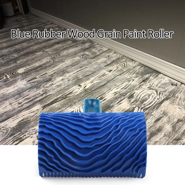 Blue Rubber Wood Grain Roller de pintura de pintura Grein