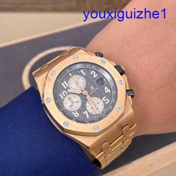 Mode -AP -Armbanduhr Royal Oak Offshore -Serie Herren mit 42 mm Durchmesser Präzision Stahl 18K Roségold Leisure Luxus Uhr 26470OR.OO.1000OR.02