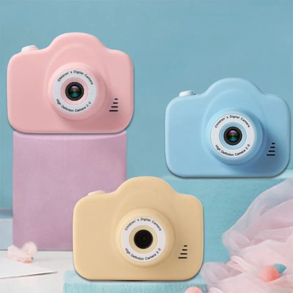 CAMERAS HD Cartoon Camera Mini Toys Photo Video DV DSLR Dual Camera da 2 pollici Schermata IPS Focus Selfie Camera con cordino