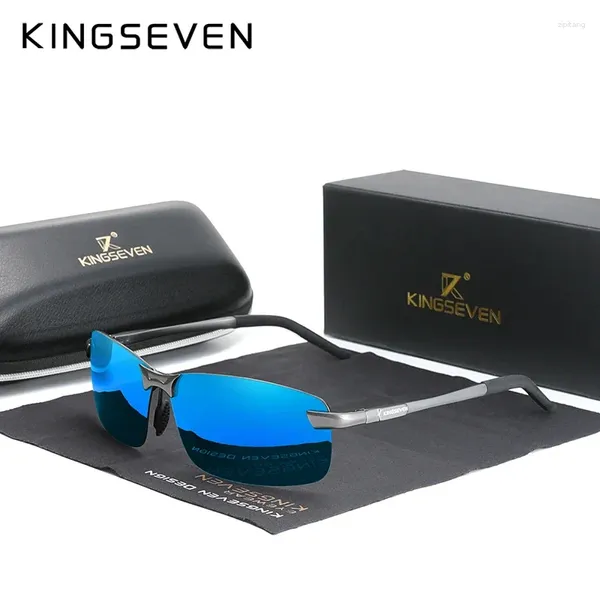 Óculos de sol Kingseven Fashion Upgrade de alumínio masculino de alumínio masculino Design simples de design acionador de sol da marca de óculos UV400