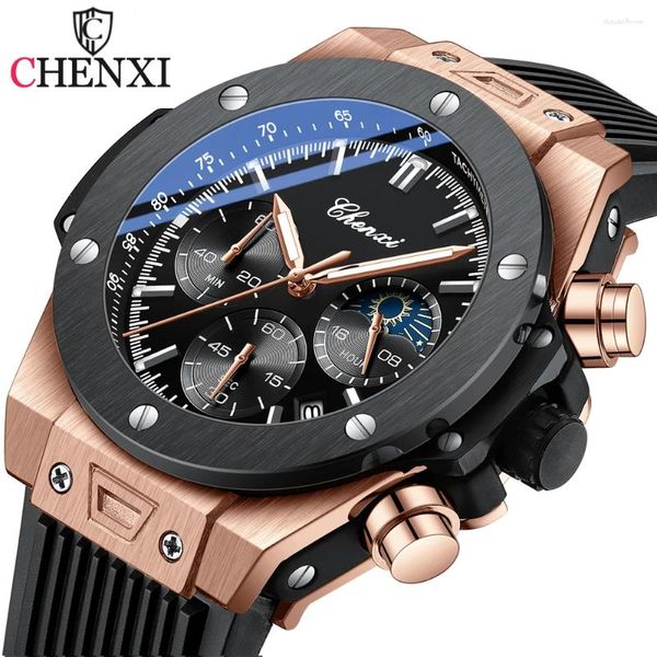 Нарученные часы Chenxi Top Watches for Mens Creative Fashion Luminous Dial с хронографом часами мужской повседневность