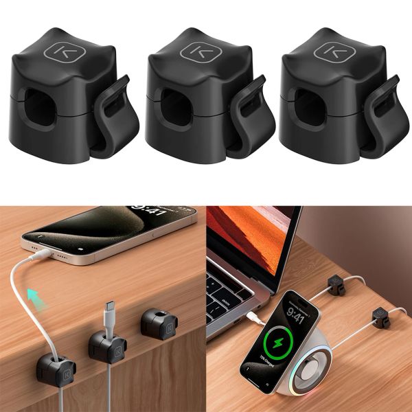 3/6pcs unter Schreibtischkabelverwaltung Keepeer Einstellbarer Ladekabelkabelklammern Kleber Kabelkabelhalter für Office Desk